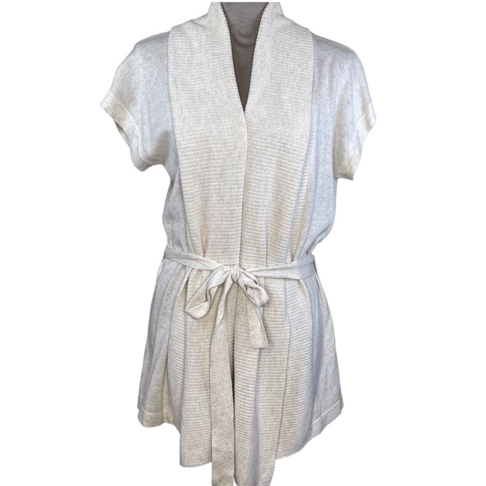 MNG by Mango Oatmeal Short Sleeve Cardigan